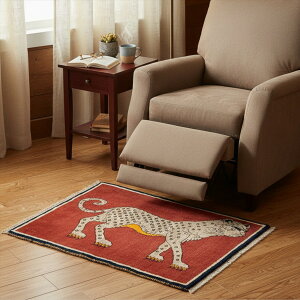 ペルシャ絨毯 本場イラン産 オールドギャッベ シラーズ ヒョウ レオパード ライオン 遊牧民 グレー アイボリー イエロー リビング 90x70cm 玄関マット ハーフラグ ミニラグ ベッドサイド 寝室