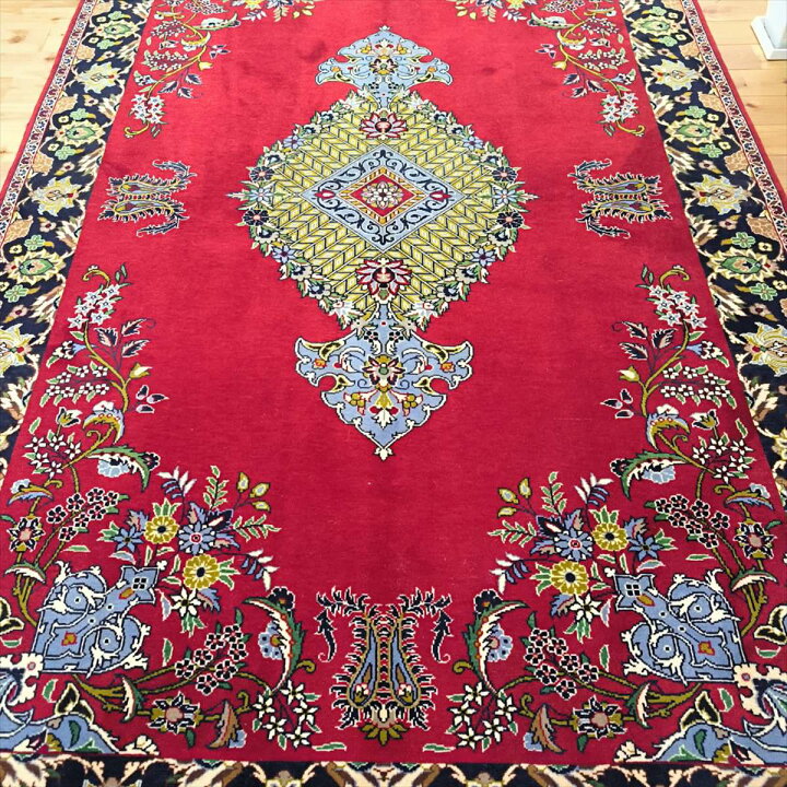 楽天市場】ペルシャ絨毯 【本物イラン産】 カシャーン産 レッド 赤  