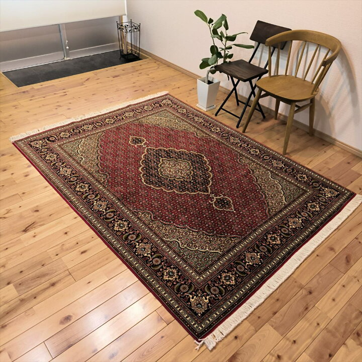 楽天市場】ペルシャ絨毯 【本物イラン産】 タブリーズ産 レッド マヒ柄 