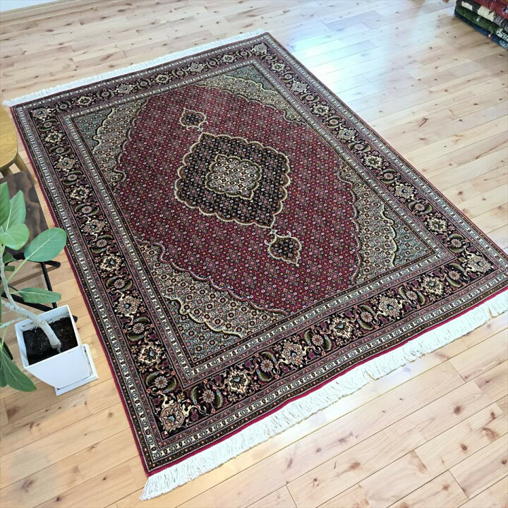 楽天市場】ペルシャ絨毯 【本物イラン産】 タブリーズ産 レッド マヒ柄 