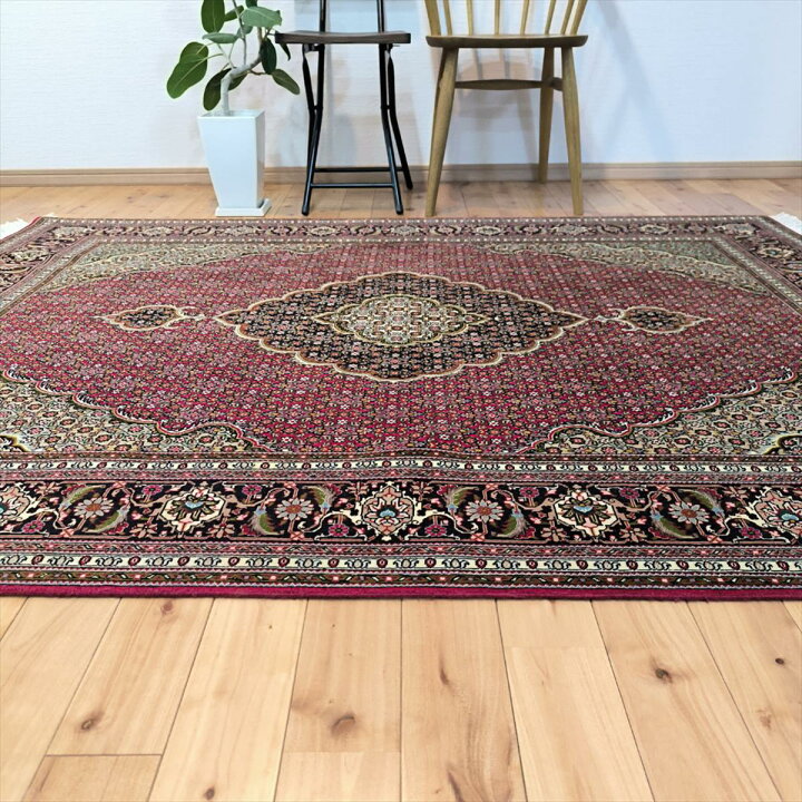 楽天市場】ペルシャ絨毯 【本物イラン産】 タブリーズ産 レッド マヒ柄 