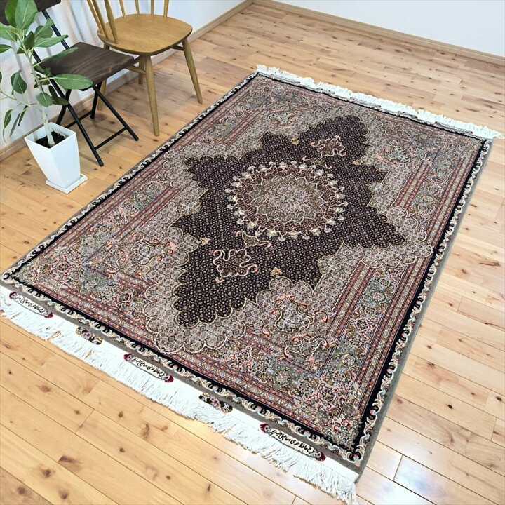 楽天市場】ペルシャ絨毯 【本物イラン産】 タブリーズ産 ブラック マヒ 