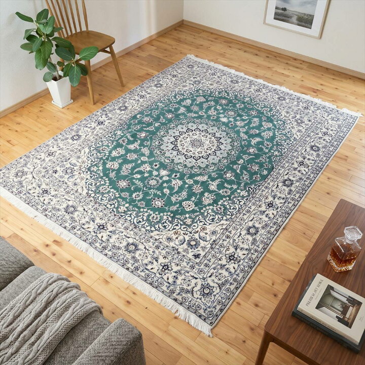 楽天市場】ペルシャ絨毯 【本物イラン産】 ナイン産 マット アイボリー 