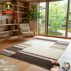 ガゼニラハット 夏でも快適 オーガニックラグ 四季を楽しむ オールシーズンラグ リビング ダイニング 寝室 玄関 179x123cm ブラウン ダークブラウン 気持ちいい 肌ざわり最高 P213