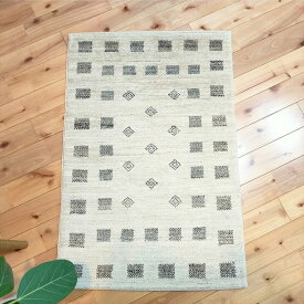 ガゼニラハット オールシーズン オーガニック 無染色 ウール ラグ トルクマン族 手織り絨毯 玄関マット 肌ざわり 気落ちいい 質感 90x61 P7 ブラウン アイボリー グレー