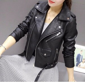 レディース アウター レザー ジャケット PU ショート丈 カラバリ スリム 細身 襟付き ライダースジャケット ジッパー ファスナー ポケット付き ジップアップ ベルト 長袖 袖あり クール 辛口