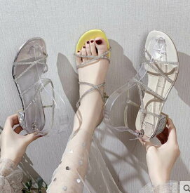サンダル レディース シューズ 靴 チャンキー きらきら ラインストーン クロスストラップ ミドル 5cm 太ヒール 配色ソール 歩きやすい キラキラ フェイクレザー PU かわいい きれいめ シ 大人可愛い 韓国 オルチャン 個性的 デザイン おしゃれ