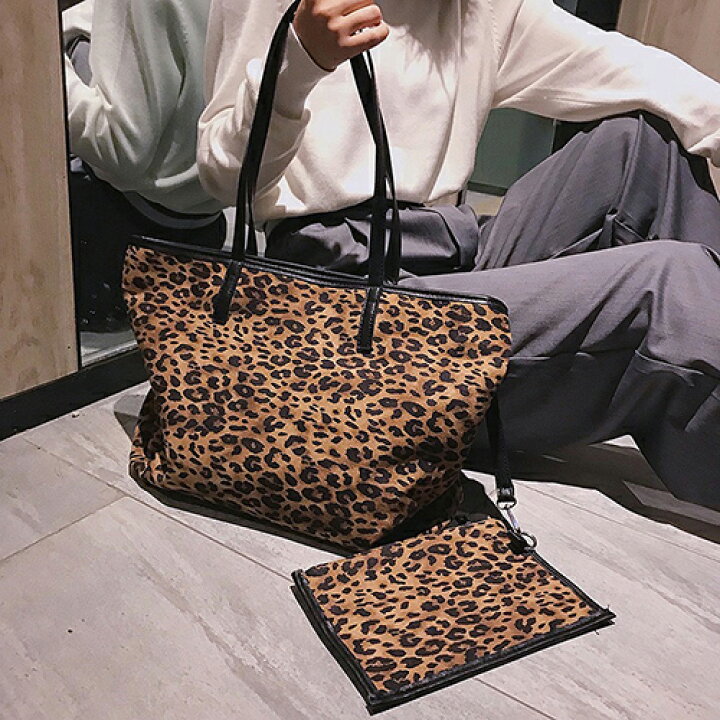 楽天市場】レオパード ヒョウ柄 大きめ トートバッグ レディース お 