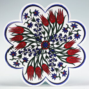 トルコ|トルコタイル|トルコ陶器|トルコ雑貨|鍋敷き|なべしき|鍋しき|鍋布き|トリベット Trivet|花型タイル【大】48