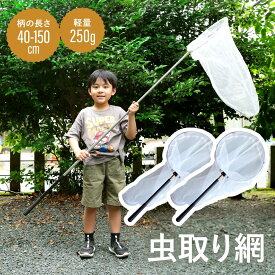 【マラソン期間P5倍】 虫取り網 2本セット 伸縮式 直径約28cm 長さ65〜150cm 虫網 柄が伸びる 昆虫採集 水陸両用 大きめ 網 伸縮 軽量 コンパクト 魚取り 虫取りあみ 虫とり 川遊び 子供 夏 夏休み カブトムシ クワガタ セミ 魚とり網 魚捕り網 たも網 送料無料