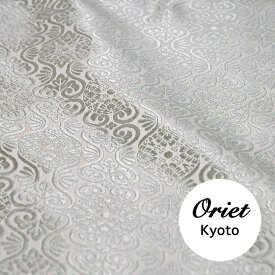金襴 和柄 生地 布 有職 花立涌 ソフティ グレー(銀鼠)（無金）【布 布地 和布 和生地 和柄生地 和風 京都発】