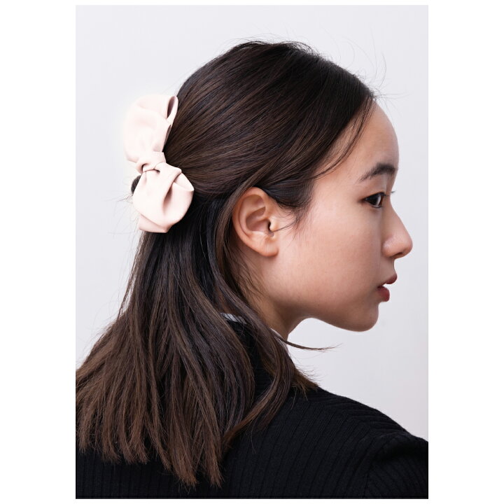 楽天市場 ヘアクリップ クリップ 前髪 リボン 大 シンプル 使いやすい 簡単ヘアアレンジ ヘアアクセ おしゃれ かわいい 大人 やわらかい サテン 定番 アイボリー ベージュ ネイビー ブラック 送料無料 Origami