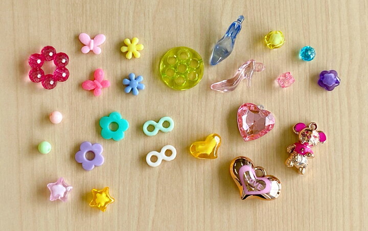 楽天市場 ビーズ キット アクセサリー 子供 女の子 おもちゃ 手作り ハンドメイド パーツ 花 ハート プラスチック クリア テグス パステル プレゼント Origami