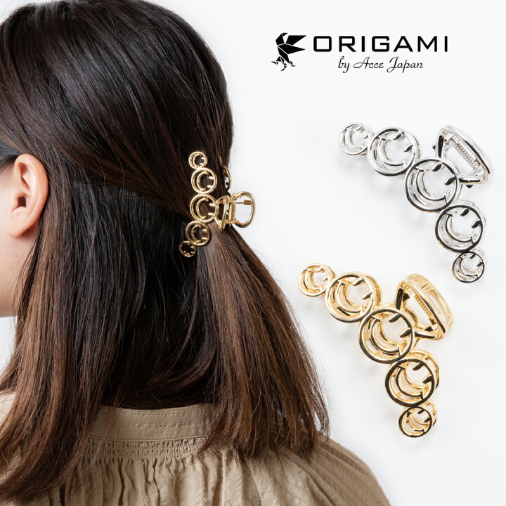 楽天市場 ヘアアクセサリー バンスクリップ おしゃれ メタル スマイル かわいい シンプル シルバー ゴールド Origami