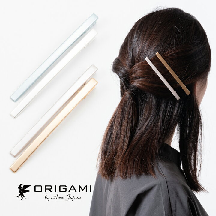 楽天市場 ヘアクリップ 大きい おしゃれ キラキラ 人気 ストーン まとめ髪 ダッカール シンプル 上品 艶 ブルー シルバー ピンク ゴールド 送料無料 Origami