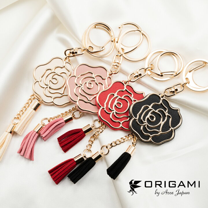 楽天市場 バッグチャーム バックチャーム バック チャーム チェーン かわいい シンプル 薔薇 キーチャーム ストラップ アイボリー ピンク レッド ブラック 送料無料 Origami