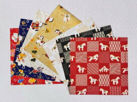 干支　午　おりがみ　15cm角　(馬・うま)　吉祥・市松　友禅