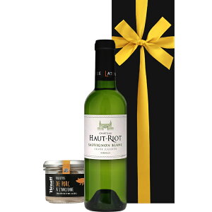 翌日配送 ワイン おつまみ グルメ ギフト セット 人気 フランス ボルドー 辛口 ハーフボトル 白ワイン ギフトセット ブルターニュ 豚肉 リエット ラッピング付き 彼氏 夫 お父さん 375ml ハー