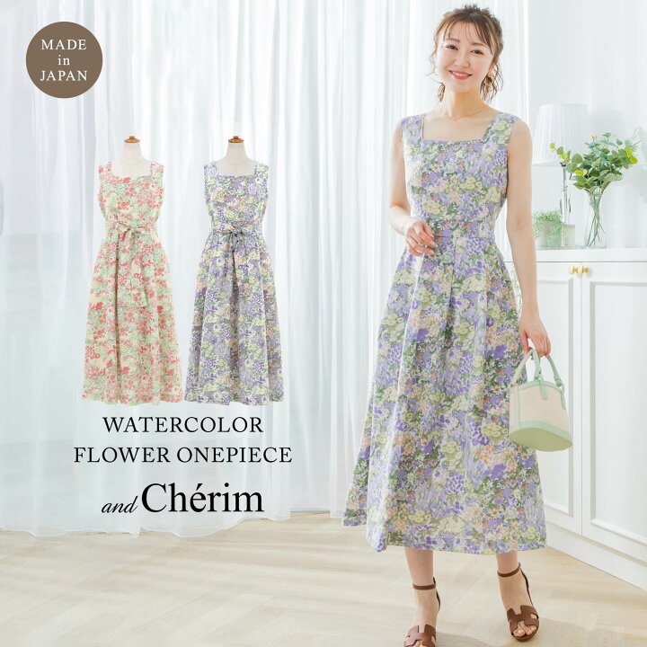 楽天市場 水彩花柄 ワンピース 千葉由佳 And Cherim 全2色 Anc311 0221 1 Joint Space 楽天市場店