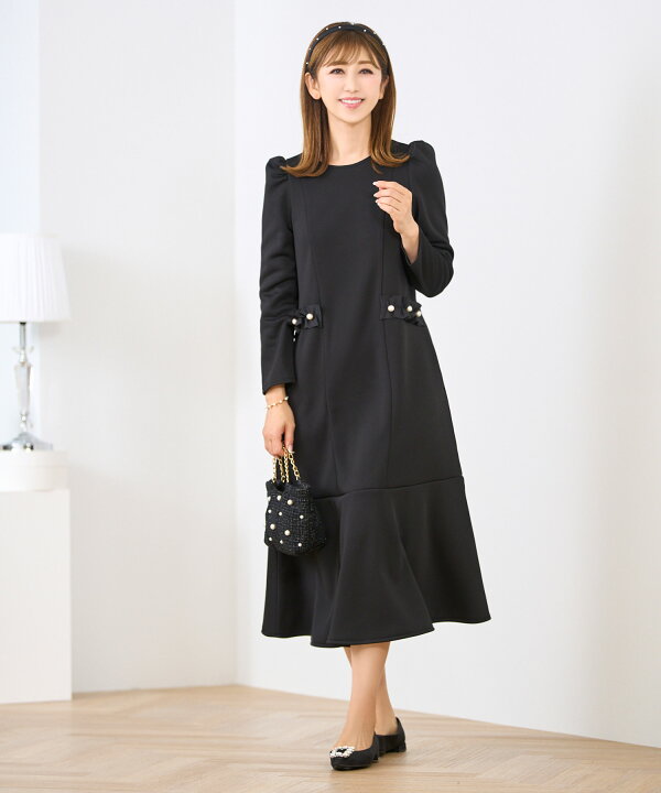 ワンピース レディース ファッション 服 白黒 秋冬春 きれいめ 大人  