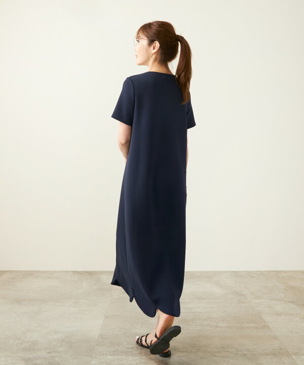 楽天市場】手洗い可 ワンピース スカラップ グレー 黒 ロング  