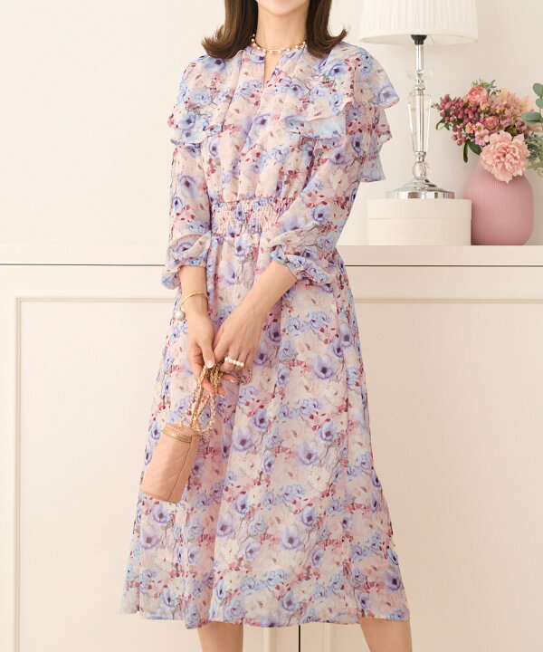 楽天市場】ワンピース レディース シフォン 柄 大人 かわいい きれいめ  