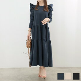 手洗い可 かわいい 上品 きれいめ 大人カジュアル シンプル リラックス 旅行 ルームウェア 体型カバー ジョイントスペース 猫耳風スリーブ ティアード カットソー ワンピース Liala×PG 全3色｜lpg331-2156【1】