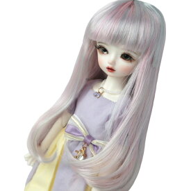 ドール用ウィッグ 人形 BJD 髪 セミロング ロング ぱっつん 前髪 ストレートヘア 内巻き Cカール 女の子 1/12 1/8 1/6 1/4 1/3 人形用ウィッグ 高温ウィッグ 耐熱 アクセサリー 全17色(ウィッグのみ)