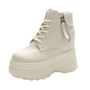 厚底スニーカー レディース 11cmアップ インヒール ウェッジブーツ レースアップ ジッパー 身長アップ 滑り止め カジュアル 厚底シューズ 背が高くなる おしゃれ 美脚