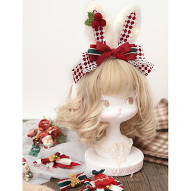 クリスマス ロリータ レース ウサギ リボン ヘアクリップ サイドクリップ カチューシャ チャーム ヘッドドレス ヘアアクセサリー ガーリー 髪飾り 蝶結び コスプレ lolita おしゃれ 萌え キュート かわいい 人気 地雷系 パーティー