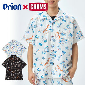 【ORION×CHUMS コラボ25春夏】OKINAWA CALLING Shirt 総柄アロハ風シャツ アロハシャツ チャムス 沖縄 S M L XL 2XL ブラック ホワイト ロゴ シャツ メンズ レディース グッズ お土産 沖縄旅行 家族 ペア