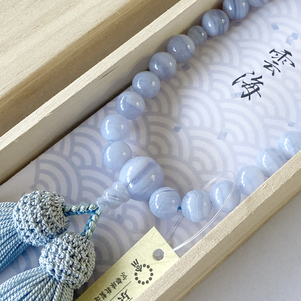 楽天市場】数珠 念珠 『 雲海 』 / 女性用 青 水色 空色縞瑪瑙 ブルー 