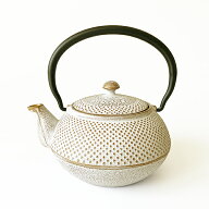 南部鉄器 急須 鉄婚式 霰白×ゴールド 0.4L / かわいい おしゃれ お茶道具 茶こし付 ホーロー加工 鉄急須…