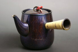急須◆ 銅 手づくり 紫 横手 高形 ひねりつまみ 茶器