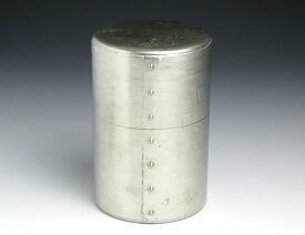 茶筒◆ 手作り 銅器　鋲止 錫被六半 茶器
