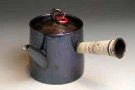 急須◆ 銅 手づくり 紫金色 筒形（底広ひねりつまみ） 茶器