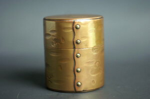 茶筒◆ 銅 手づくり 茶入 生地色 50g入用 茶器 工芸品 鍛造 おしゃれ 日本製 【工芸ギフト】