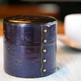 茶筒◆ 銅 手づくり 紫銅色 八半
