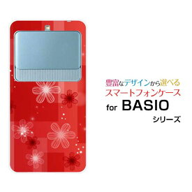 BASIO3 [KYV43]ベイシオ スリーauオリジナル デザインスマホ カバー ケース ハード TPU ソフト ケース花模様(赤橙)