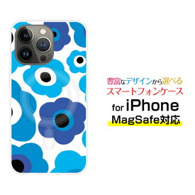 MagSafe対応 スマホケースiPhone 14 14Plus 14Pro 14ProMax 13 13Pro 13miniマグセーフ対応 オリジナルデザイン ケース カバーフラワーギフト（ブルー×水色）