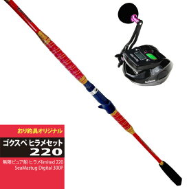 入門向けロッド＆リールセット ゴクスペ無限ピュア船 ヒラメlimited 220＆SeaMastug Digital 300P ゴクスペ ヒラメセット(ori-funeset034)｜船竿フルソリッドロッドリール ヒラメ釣りLTライト泳がせ飲ませ落とし込み船釣りグラスソリッド