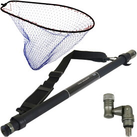 GOKUSPE(ゴクスペ) Evo-TooL(エボツール) 5m ランディングネットL ナイロン網 3点セット ブラック (landingset-217)｜ランディングネット L 玉網 タモ網 玉の柄 6m エギング シーバス チヌ グレ アオリイカ 磯玉 ランディングシャフト タモ 網