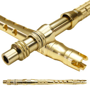 おり釣具 オリジナル ウインチ スタンディング両用アルミバット LS-glゴールド 14mm、15mm フェルール付(ori-bls)|アルミバット フェルール ロングフェルール ロッドカスタム マダイ シマアジ