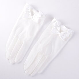 ウェディンググローブ サテンリボン 日本製 手袋 ブライダル 花嫁 結婚式 挙式 オフホワイト 生成