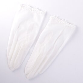 ウェディンググローブ 小花刺繍パール 日本製 手袋 ブライダル 花嫁 結婚式 挙式 オフホワイト 生成