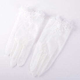 ウェディンググローブ 3花パール留め 日本製 手袋 ブライダル 花嫁 結婚式 挙式 オフホワイト 生成