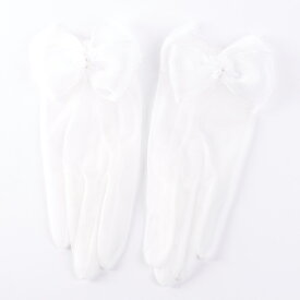 ウェディンググローブ リボンオーガンジー パール 日本製 手袋 ブライダル 花嫁 結婚式 挙式 オフホワイト 生成