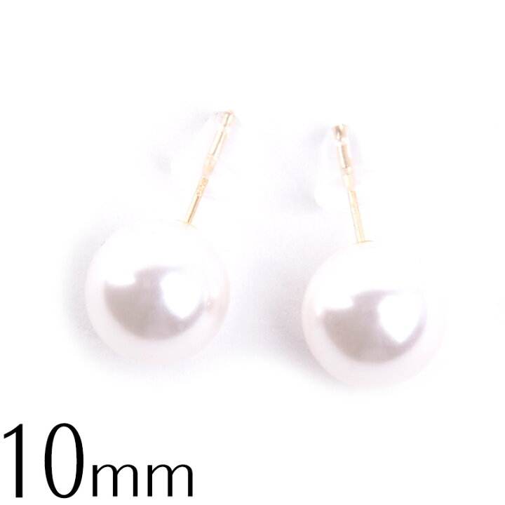 楽天市場】パールピアス 10mm 18金 K18 スワロフスキー 18K 日本製 