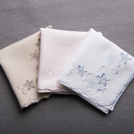 ブライダルハンカチ コーナー刺繍フルール 花嫁用 結婚式 ウェディングドレス 婦人用フォーマル 【メール便送料無料】