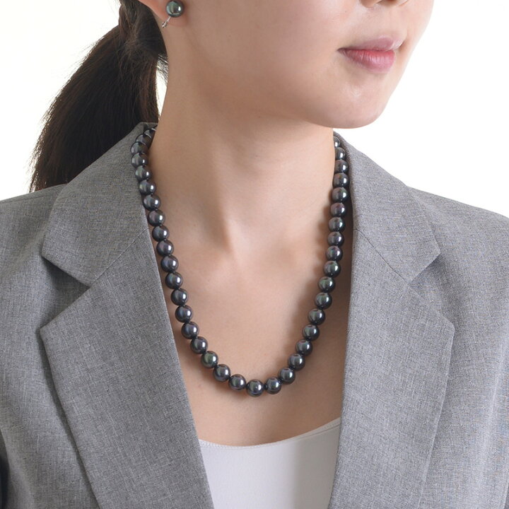 楽天市場】19インチ 10mm 花珠南洋黒蝶オーロラ本貝パール ネックレス 